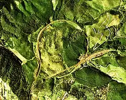 Aerial photo of Okoba spiral and zig zag