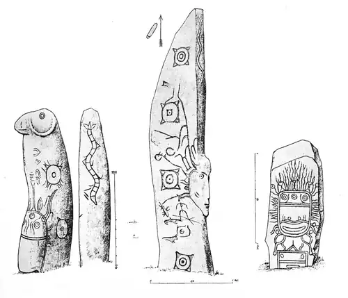 Stelae sketched by Aspelin's expedition, 1887.[39][49][50][46]