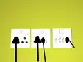 Left: Old outlet and plug, Middle: Old and new (multi-standard socket), Right: Socket for new plugs only