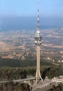 The original Avala Tower, destroyed in 1999