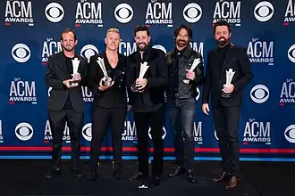 Old Dominion at the 54th Academy of Country Music Awards; from left to right: Whit Sellers, Trevor Rosen, Matthew Ramsey, Geoff Sprung, and Brad Tursi