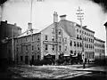 The original hotel with new wing on right