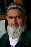 A Tajik man in traditional headgear (2005).