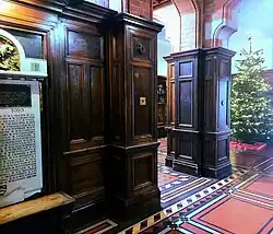 View from the vestibule through the cloister of the Old School at Christmas.