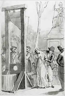 The execution of Olympe de Gouges, feminist writer close to the Girondins