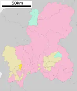 Location of Ōno in Gifu Prefecture