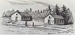 The first Parliament of Ontario (Upper Canada) in Toronto (York) on Front Street at Parliament Street, pre-1812