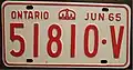 In 1965 all June, September and December quarterly plates were issued in the reverse colours as in 1963 and 1964. In alternate years Ontario quarterly plates reversed their colours each year.