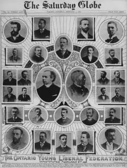 The Ontario Young Liberal Federation Constituted February 5th 1895, cover of the Saturday Globe on February 9, 1895