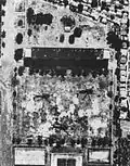 Aerial view of 3 USMC CH-53 helicopters on LZ Hotel