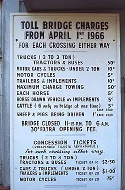 Toll prices c. 1966