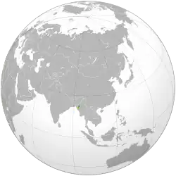 Location of&nbsp;Chinland&nbsp;(dark green)