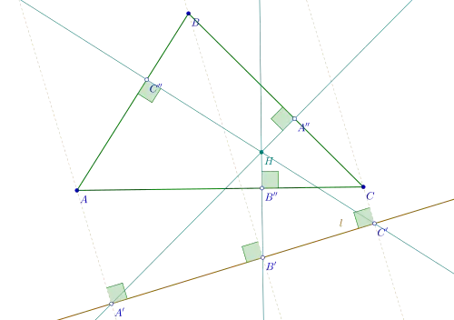 Orthopole of line l