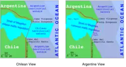 Two views of the east entrance of the Strait of Magellan