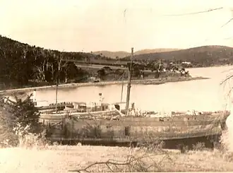 Otago Bay and hulks including Otago in the early 1950s