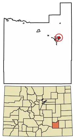 Location of the North La Junta CDP in Otero County, Colorado.