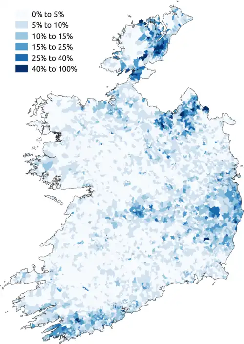 The percentage of respondents who said they followed a religion other than Catholicism, 2011 census.