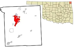 Location within Ottawa County and Oklahoma