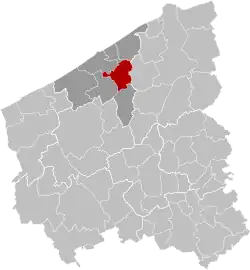 Location of Oudenburg in West Flanders