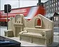 Stanton Moor sandstone depiction of pub snug