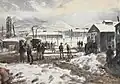 Overnight Snowfall Melting into Slush at the Knockaloe internment camp on the Isle of Man, April 1917.