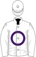 White, purple circle