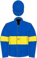 Royal blue, yellow hoop and armlets