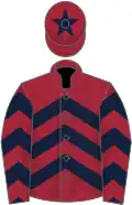 Maroon, dark blue chevrons, maroon cap, dark blue star
