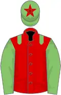 Red, light green epaulets and sleeves, light green cap, red star