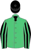Emerald Green, Black and Emerald Green striped sleeves, Black cap