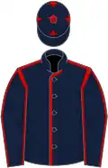 DARK BLUE, red seams, red stars on cap