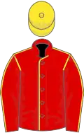 Red, yellow seams and cap