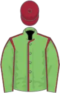 Light green, maroon seams and cap