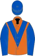 Orange, Royal Blue chevron, sleeves and cap
