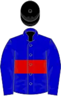 Blue, red hoop, black cap