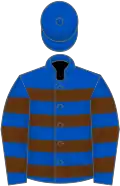 Royal blue and brown hoops, royal blue cap