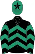 Black, emerald green chevrons, emerald green cap, black star