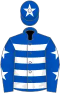 Royal blue and white hoops, white stars on sleeves, white star on cap