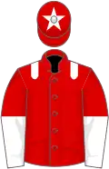Red, white epaulets, halved sleeves and star on cap