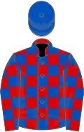Red and royal blue check, royal blue cap