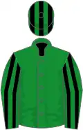 Green, green sleeves, black striped, green cap, black striped