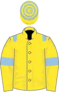Yellow, light blue epaulets, light blue armlets, hooped cap