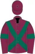 Garnet, dark green cross-belts and armlets