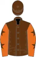 Brown, orange sleeves, brown stars