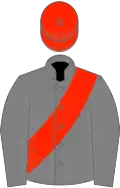 Blue, white birds eye, scarlet sash, scarlet cap