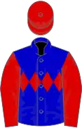 Blue, red triple diamond, sleeves and cap