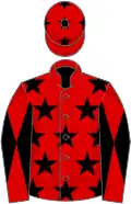 Red, black stars, diabolo on sleeves and stars on cap