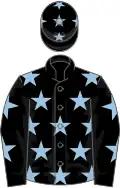 Black, light blue stars