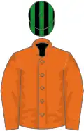 Orange, black and green striped cap
