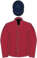 Maroon, dark blue cap